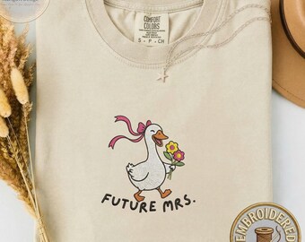 Future Mrs Embroidered Goose Shirt, Bride To Be Tee, Cute Bachelorette Party Gift, Engagement Wedding Shirt
