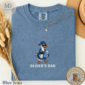 Custom Embroidered Dad Goose Shirt, Custom Kid Name Shirt, New Dad Gift, Father's Day Gift, Cute Goose Dad Tee