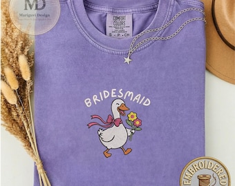 Bridesmaid Embroidered Goose Shirt, Bridesmaid Gift Tshirt, Bachelorette Party Shirt, Bridal Party Tee, Wedding Party Gift,