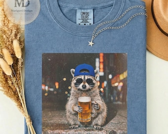 Funny Raccoon Beer Shirt, Trash Panda Drinking Tee, Cool Animal Graphic T-Shirt, Beer Lover Gift for Him, Party Animal Unisex Tee Shirt