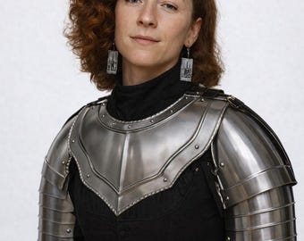 Set di spallacci e gorgiera in armatura d'acciaio / Costume medievale, LARP Cosplay