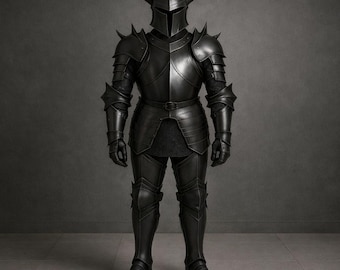 Armatura cornuta del guardiano dell'abisso - Set da cavaliere nero fantasy medievale