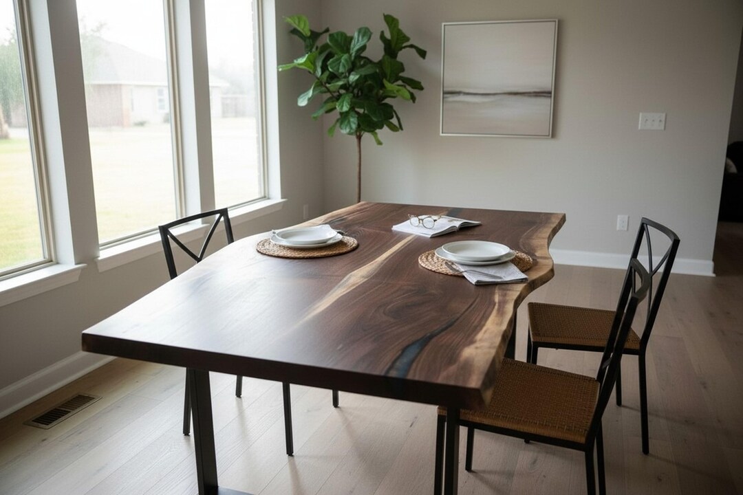 Solid Walnut Live Edge Dining Table, Custom Wood Table - Etsy