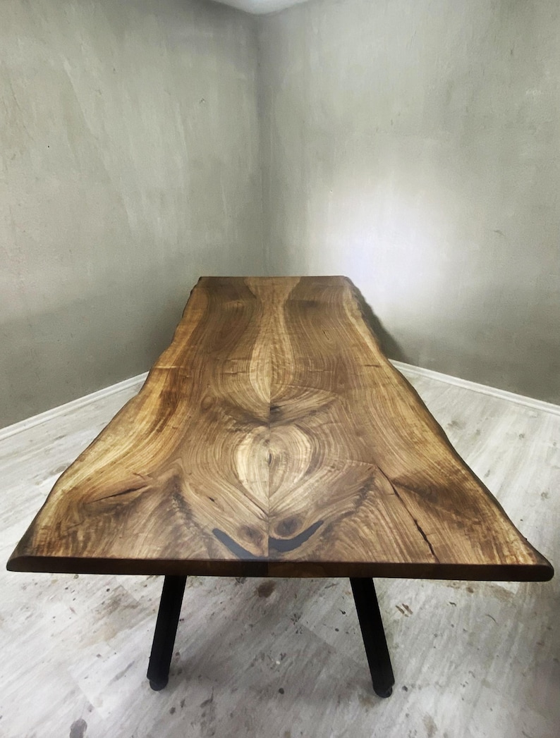 Live Edge Table – Rustic Solid Walnut Wood - Etsy