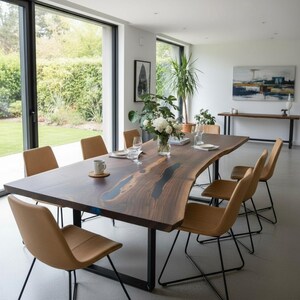 Dining Table, Live Edge Solid Walnut Wood Table