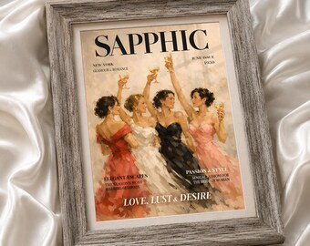 1950s Sapphic Magazine Cover Art Print | Mid-Century WLW Romance (Digital Download)