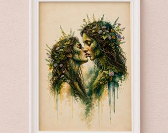 Sapphic Botanical Art Print | Lesbian Wildflower Lovers | Romantic Queer Wall Decor