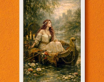 Lady of Shalott Art Print | Pre-Raphaelite Tennyson Romance Reimagined (Digital Download)