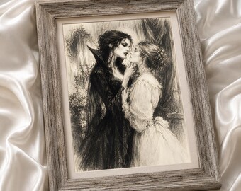 Carmilla Inspired Gothic Art Print, Sapphic Vampire Romance, Victorian Horror (Digital Download)