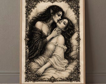 Carmilla Inspired Lesbian Vampire Art | Gothic Horror Literature Print | Victorian Sapphic Romance