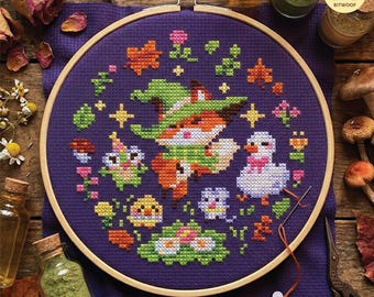 Wizard Fox Cross Stitch Pattern: Magical Friends Design (PDF Download)