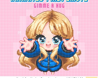 Animated Pixel Emotes – Adorable Gimme a Hug for Twitch & Discord (Instant Download)