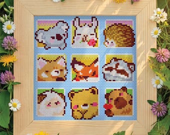 Good Day Gang Animals Cross Stitch Pattern (PDF Download) – Pixel Art Whimsical Moments Collection