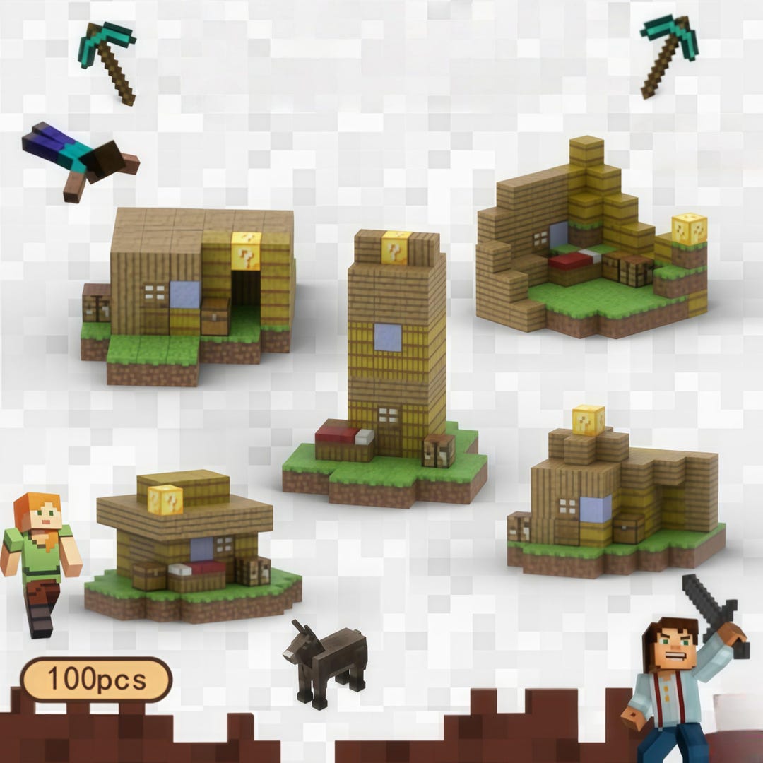Minecraft Village Build Magnetic Block Set Buildable Toy Gift - Etsy UK