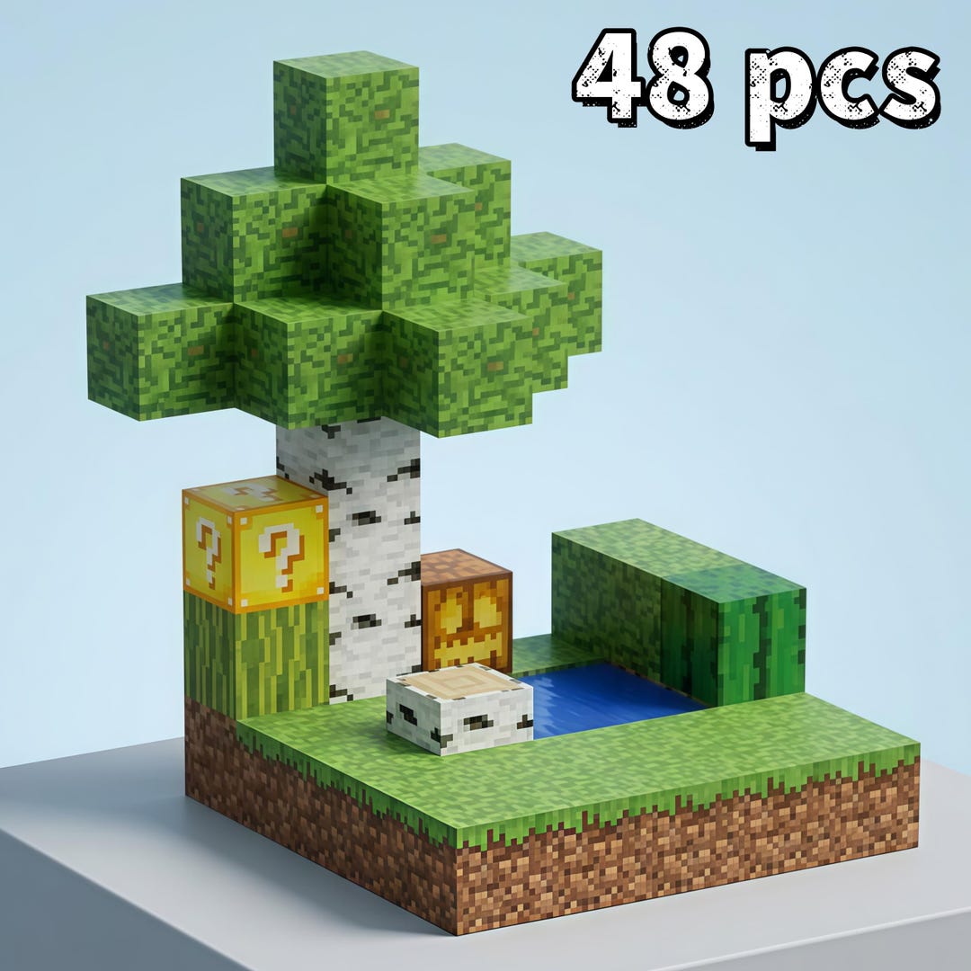 Minecraft Skyblock Magnetic Block Set Buildable Toy Gift - Etsy