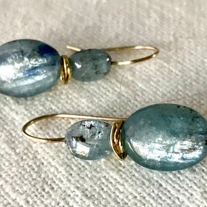 Blue Kyanite and gold earrings