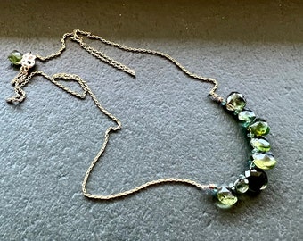 Green tourmaline and emerald necklace