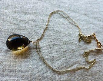 Whisky Citrine drop Necklace, Gift for Her.