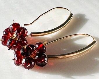 Garnet and Gold drop earrings