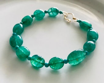 Emerald and Turquoise bead bracelet.