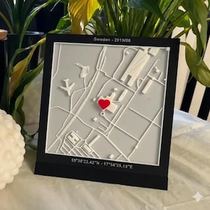Personalisierbares Geschenk 3D Stadtkarte Koordinaten Datum Pärchen Jahrestag Verlobung Erstes Date Wo Alles Begann Hochzeit Freundin