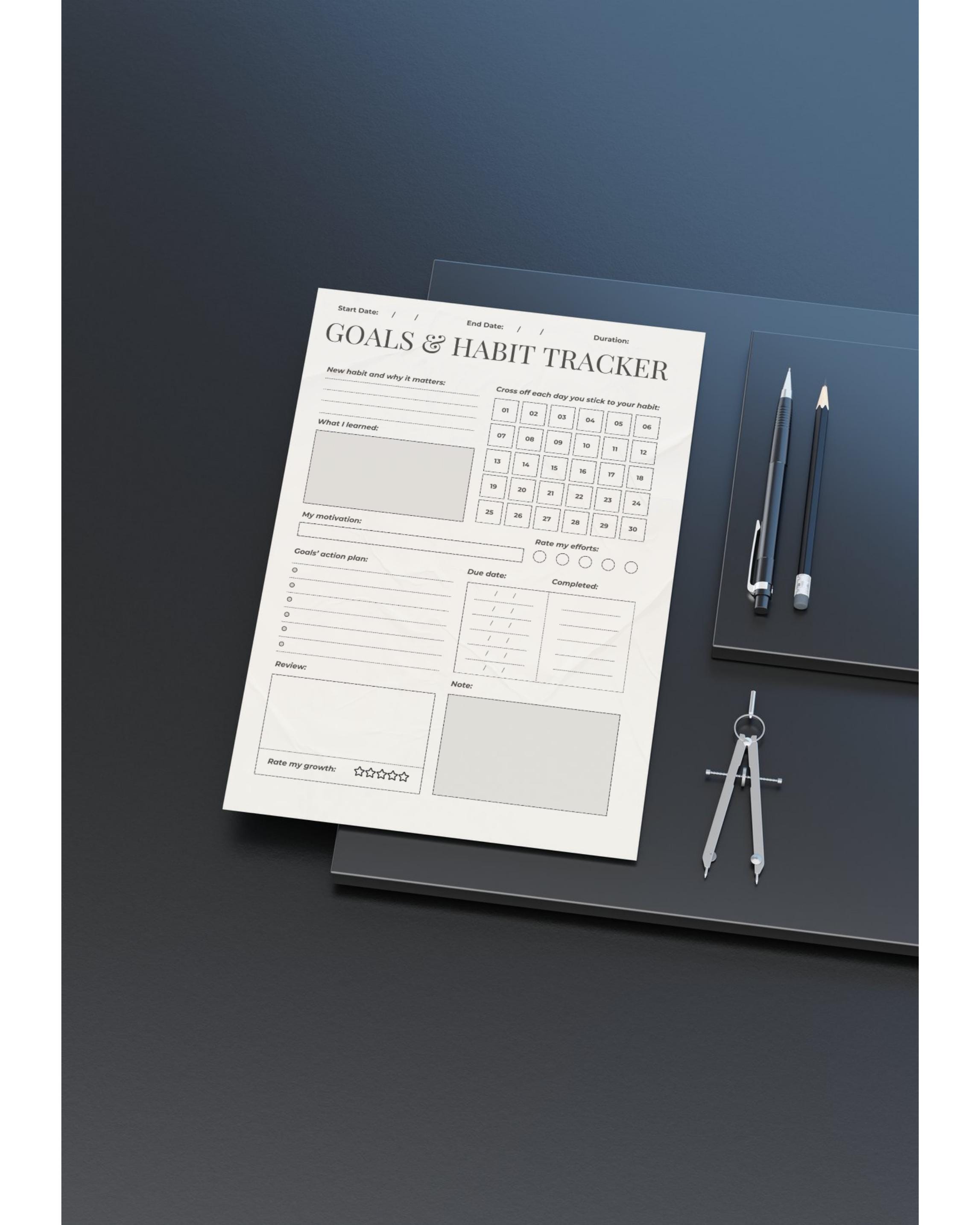 Goals & Habit Tracker | Minimalist Planner | Daily Habit Journal ...