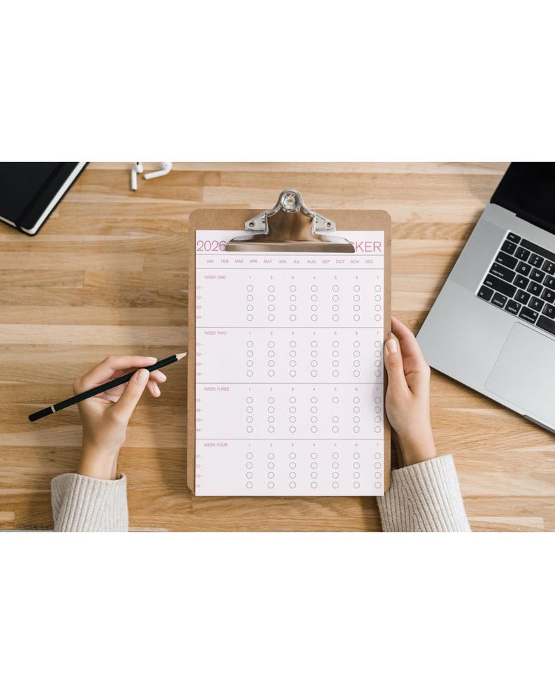 2026 Habit Tracker Printable | Minimal Weekly Habit Planner | Pink ...