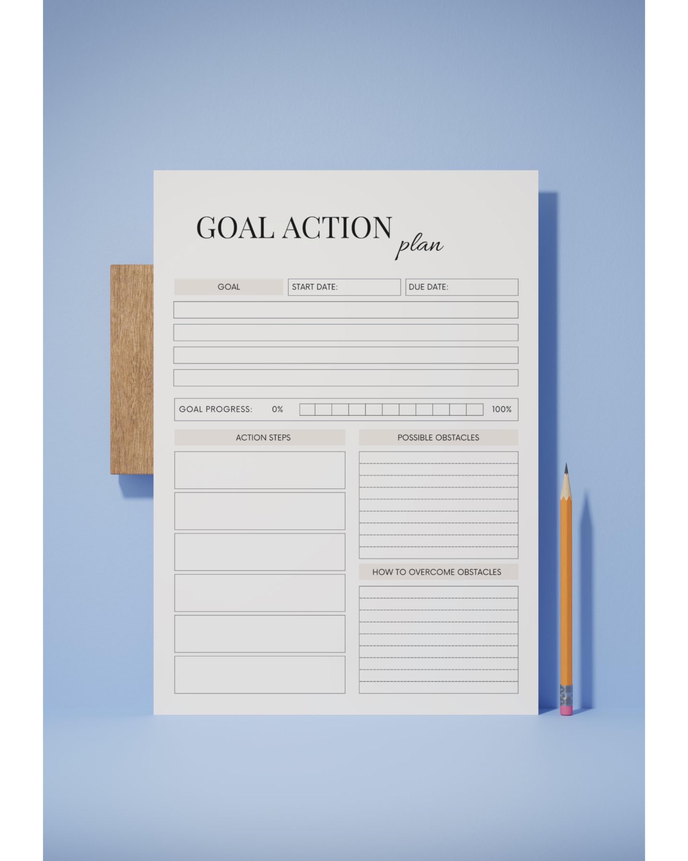 Goal Action Plan Printable | Minimalist Productivity Planner (PDF ...