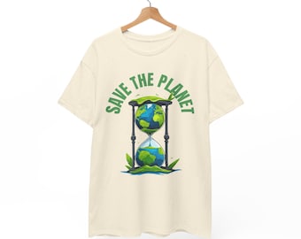 Save The Planet Tee, Melting Earth Hourglass Graphic, Comfort Colors