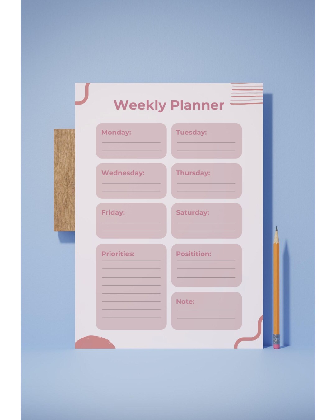 Pink Weekly Planner | Minimalist Printable Schedule (PDF) - Etsy