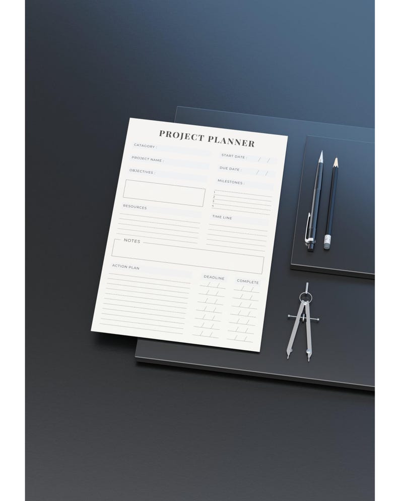 Basic Objective Planner Minimalist Project Planner Printable | Task Organizer (digital Download ...
