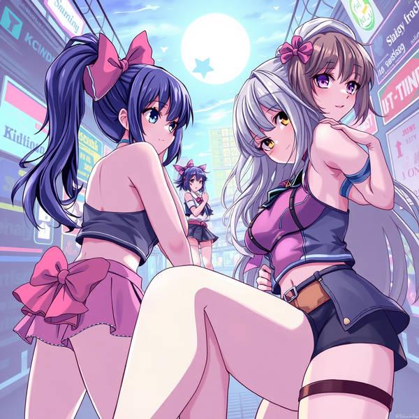 Cyberpunk Anime Girls Poster | Neon City Anime Wall Art | Aesthetic ...