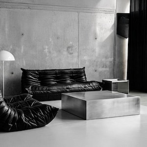 Brushed Stainless Steel Coffee Table, Minimalist Square Plinth Side Table