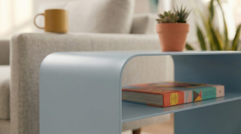 Modern Minimalist Side Table, Handmade Metal Nightstand, Small Space Coffee Table, Scandinavian Furniture, Bedside Table image 5
