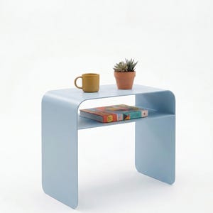 Modern Minimalist Side Table, Handmade Metal Nightstand, Small Space Coffee Table, Scandinavian Furniture, Bedside Table image 4