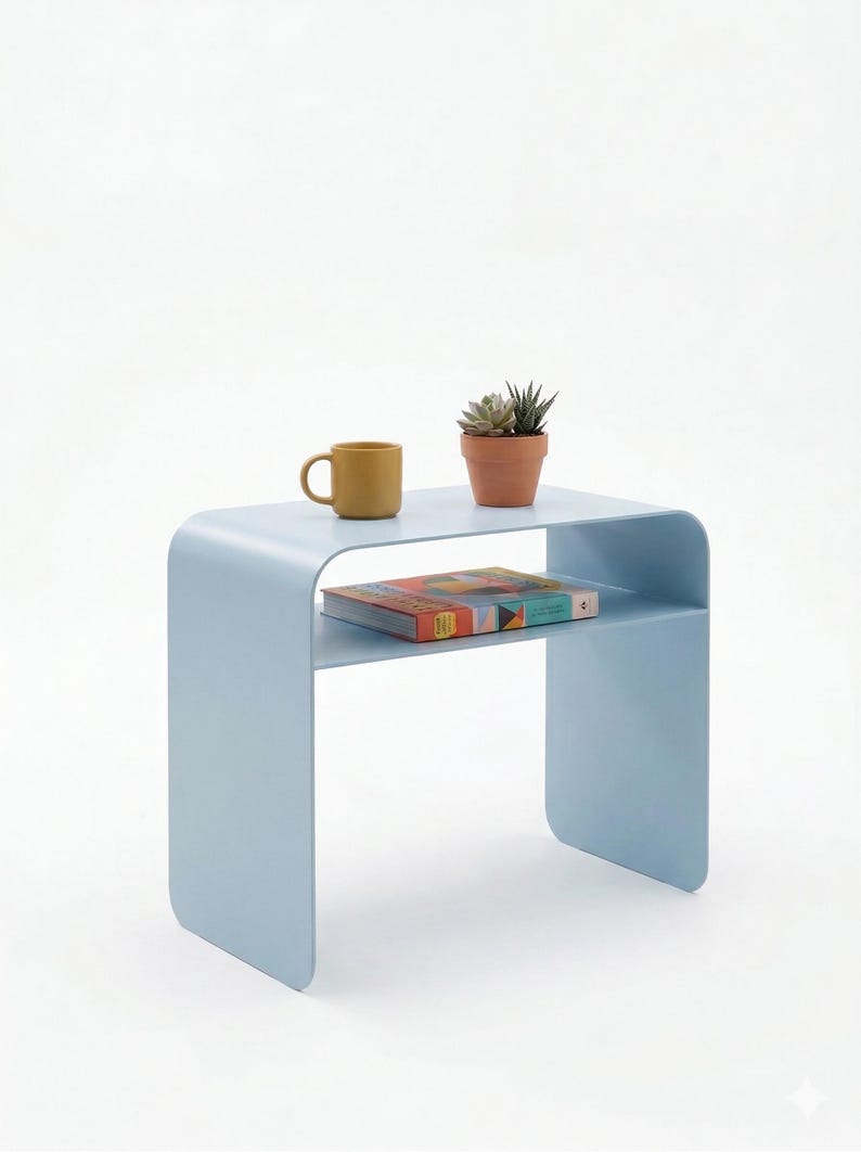 Modern Minimalist Side Table, Handmade Metal Nightstand, Small Space Coffee Table, Scandinavian Furniture, Bedside Table image 4
