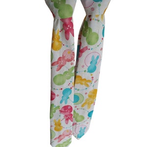 Easter/Spring Neck Tie For Boys Featuring Bunnies and Pastel Plaid