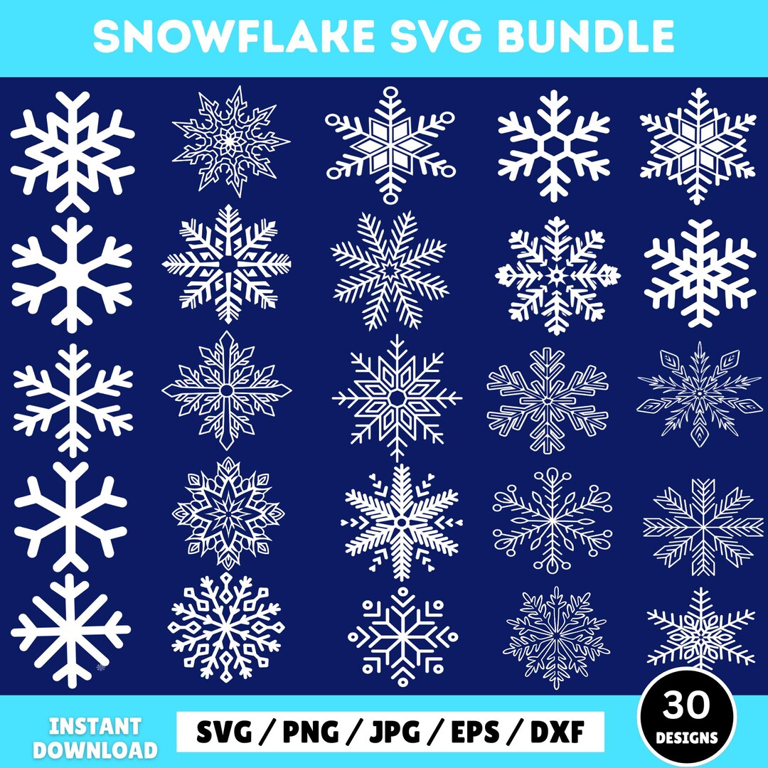 Snowflake SVG Bundle, Winter Snowflake Cut Files for Cricut Silhouette ...