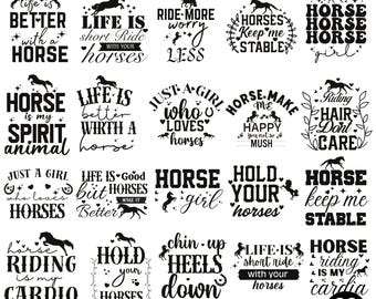 Paquete SVG de caballo, silueta de caballo, clipart de caballo occidental, SVG ecuestre, archivos de corte de animales de granja para Cricut Silhouette