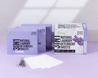 Natural Laundry Detergent Sheets | 90 Sheet Pack All Natural Biodegradable And Dissolvable Washing Machine Laundry Detergent Strips