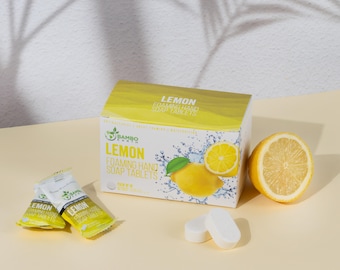 Natural Foaming Hand Soap Tablets - 18 Lemon Pack - Soft Moisturizing Handwash - 1 Tablet = 16 Oz Refillable Liquid Wash Foam Handsoap