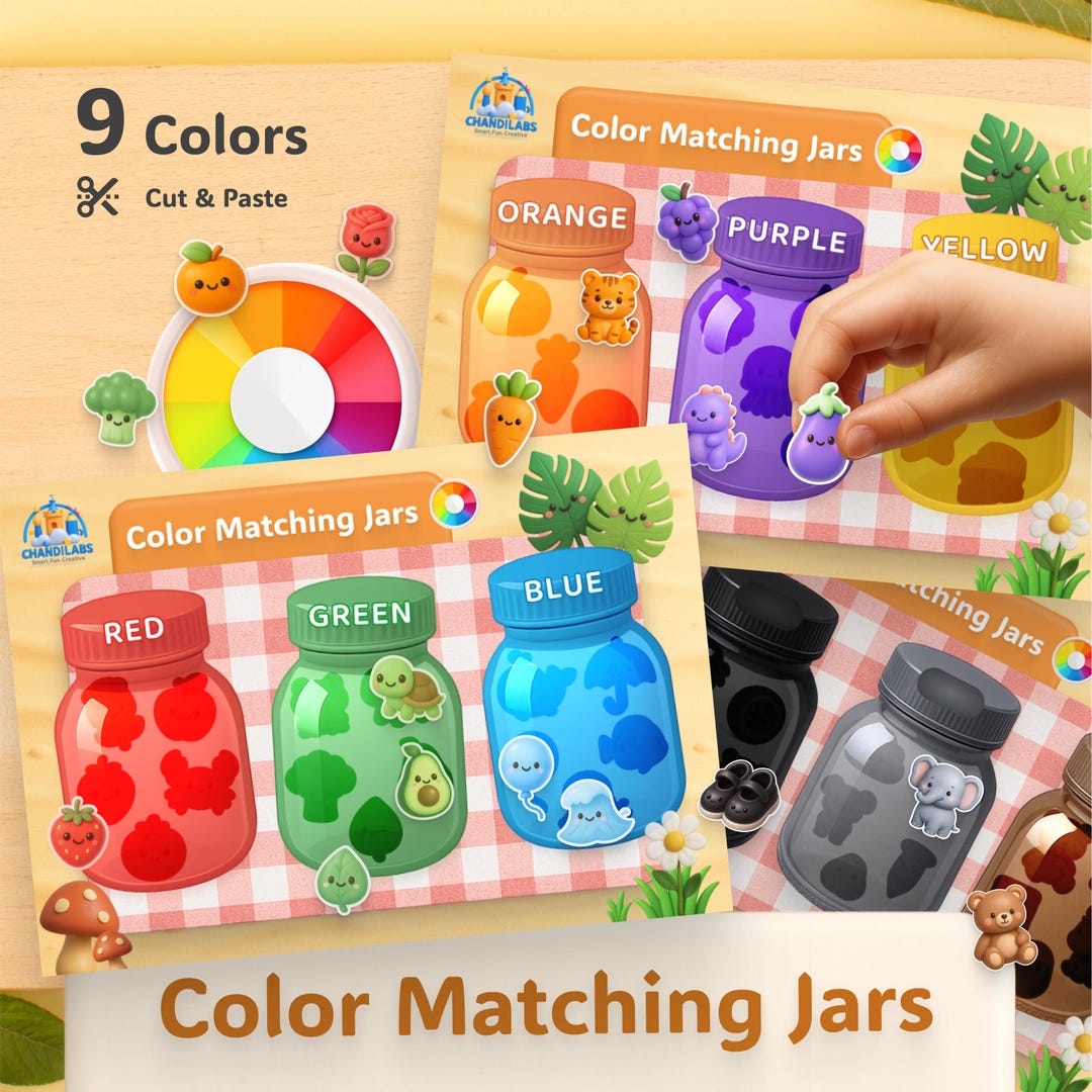 Color Mathcing Jas Color Matching Jars: Montessori Toddler Activity (digital Download) - Etsy