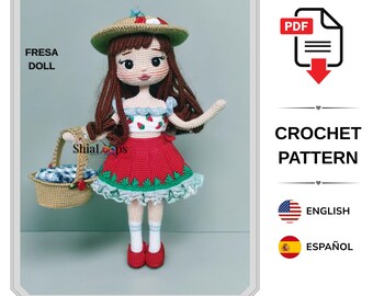 Amigurumi Crochet Pattern - Fresa Doll Strawberry Outfit (Tutorial PDF)