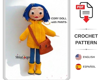 Amigurumi Doll Crochet Pattern : Cory Thin Girl - Tutorial PDF (with pant)