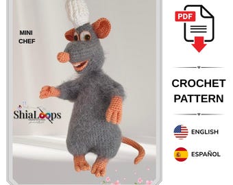 Amigurumi Crochet Pattern : Mini Chef Mouse (Tutorial PDF)