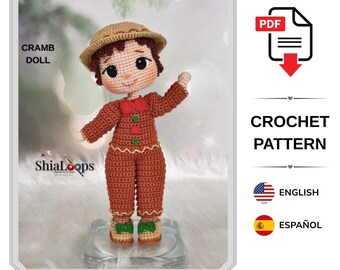 Amigurumi Doll Crochet Pattern – Cramb Gingerbread Boy - Christmas -(Tutorial PDF)