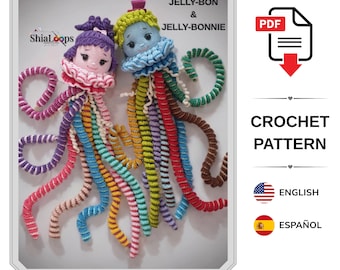 Amigurumi Crochet Pattern : Jellyfish Toys-JellyBon and JellyBonnie (Tutorial PDF)