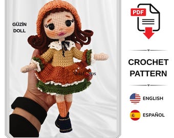 Amigurumi Crochet Pattern : Güzin Doll Autumn Girl (Tutorial PDF)