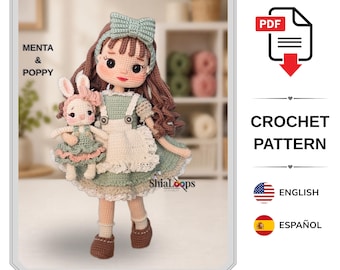 Menta & Poppy Amigurumi Pattern | Crochet Doll and Bunny Pattern | Digital Download