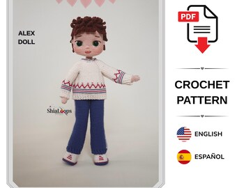 Amigurumi Crochet Pattern : Alex Doll Valentine's Day Special Design (Tutorial PDF)